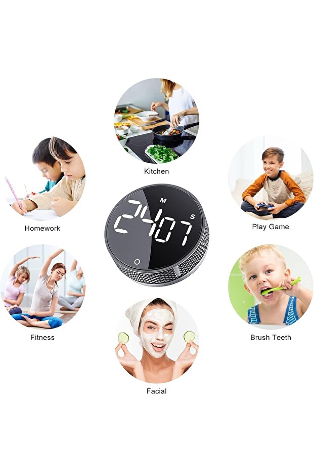 Digital Kitchen Timer, Magnetic Visual Countdown Clock with Large LED Display, for Cooking Baking - 6
