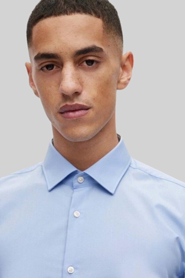 Kolay Ütülenebilir Slim Fit Erkek Gömlek 50289499 Mavi - 2