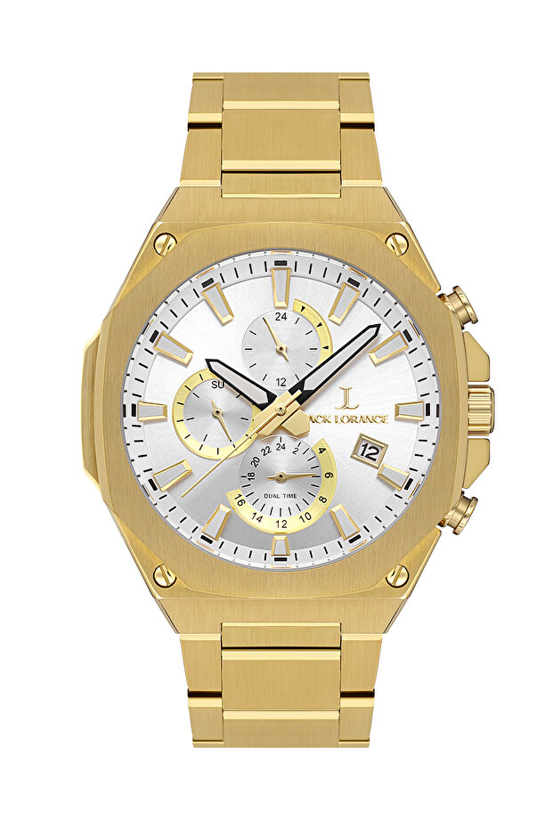 Jls0405705 Silver & Gold Steel Men's Wristwatch