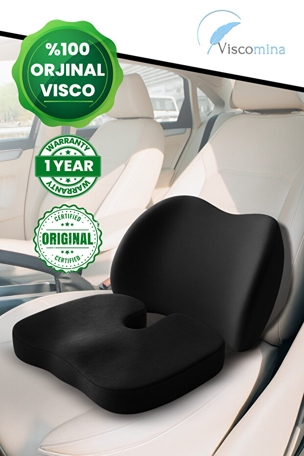 Visco Vehicle Waist and Sitting Cushion Set Orthopedic Driver Seat Support Comfort Pillow for Car