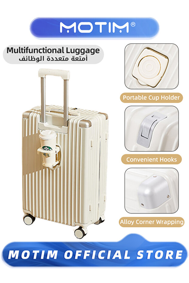 Expandable PP Hard Shell Luggage with TSA Lock & Spinner Wheels & Cup Holder & Hook 20 inch