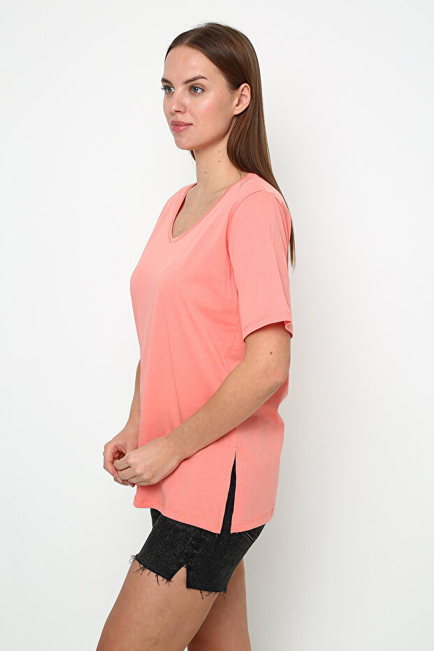 Super Quality V-Neck Regular Fit Basic Tunic with Side Slits - 3