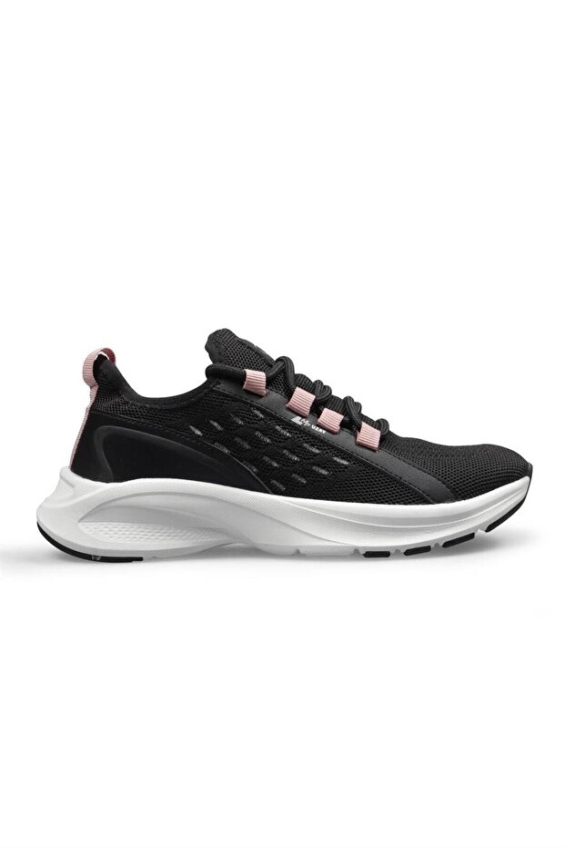 Lace-Up Walking Shoes Black-Pink Women's Sneaker