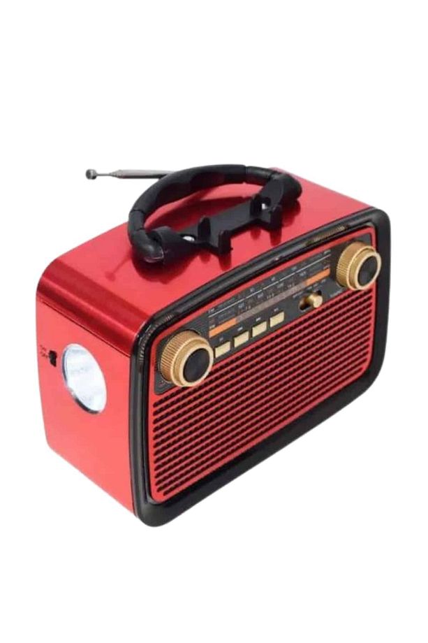 Nostaljik Görünümlü Ahşap Radyo TF SD USB Girişli Led Fener Işıklı - 3