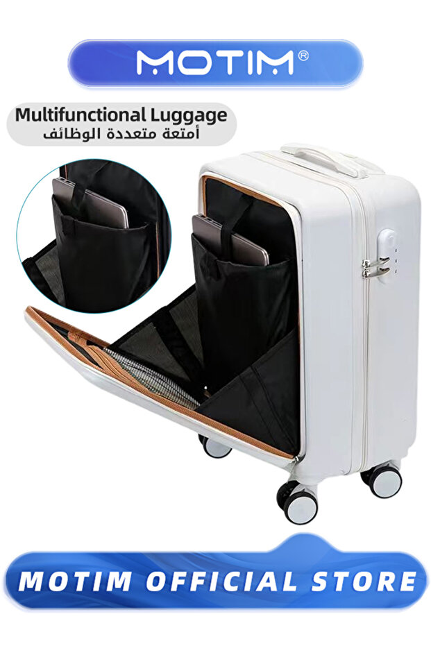 Travel Luggage with Front Open Laptop Compartment Pocket Large Capacity Checked-in Luggage 20 inch