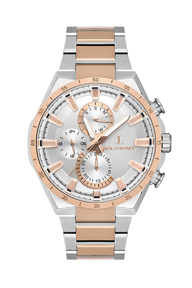 Jls0314104 Silver & Rose Steel Men's Wristwatch