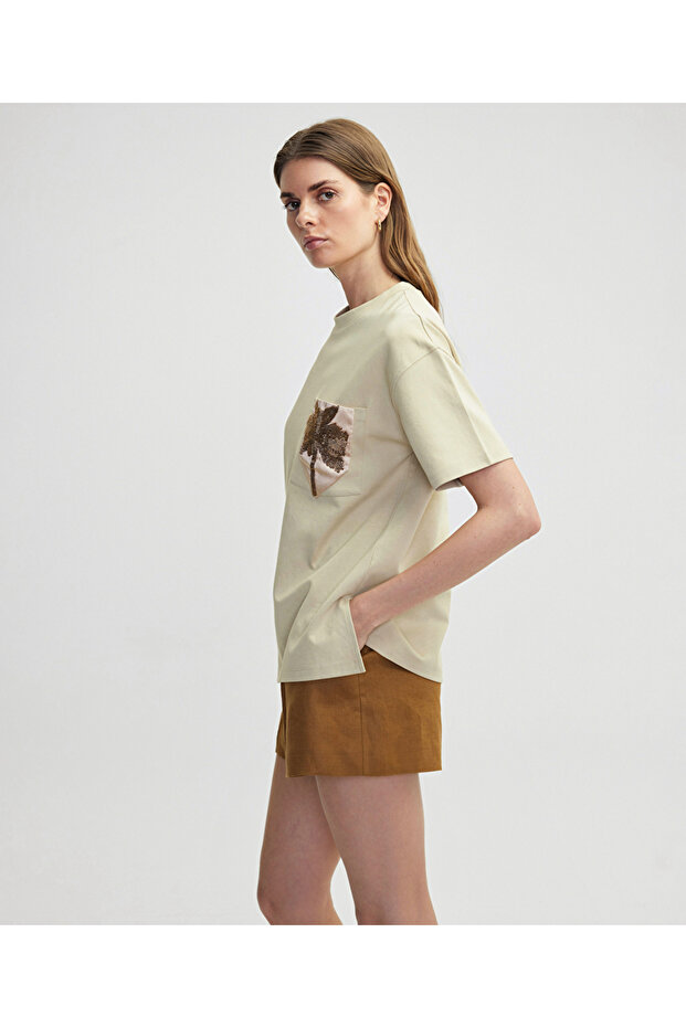 Palmiye işlemeli tişört - 5