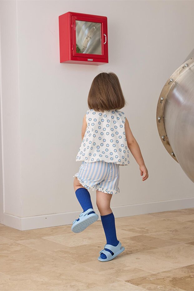 Mavi Puantiyeli Poplin Takım - 5