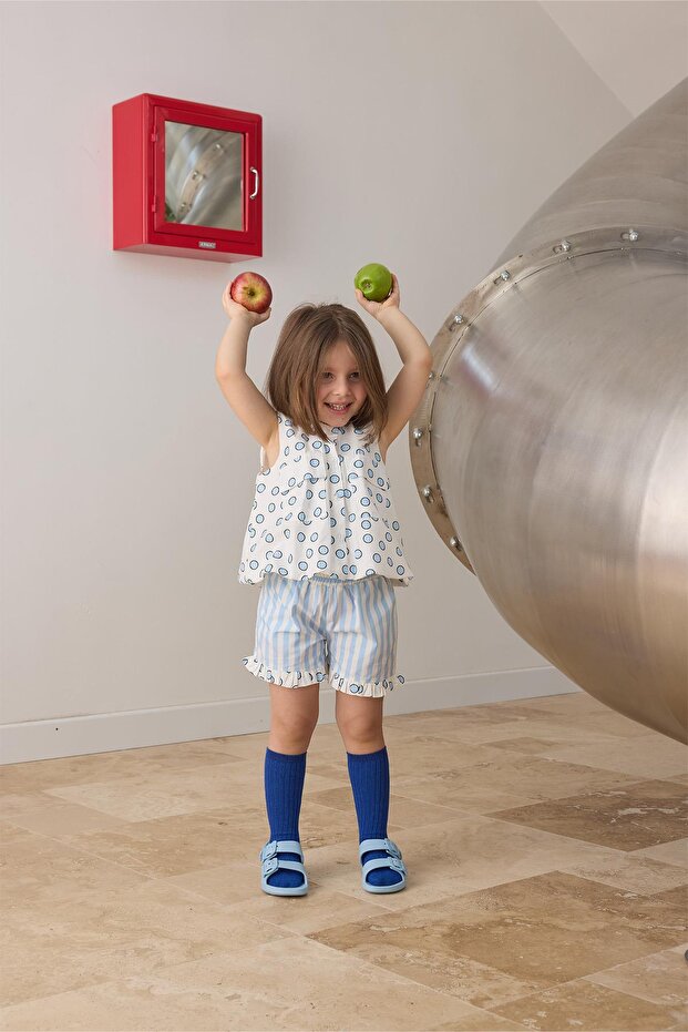 Mavi Puantiyeli Poplin Takım - 2