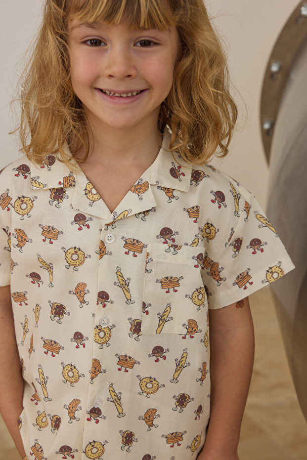 Unisex Baskılı Poplin Takım - 2