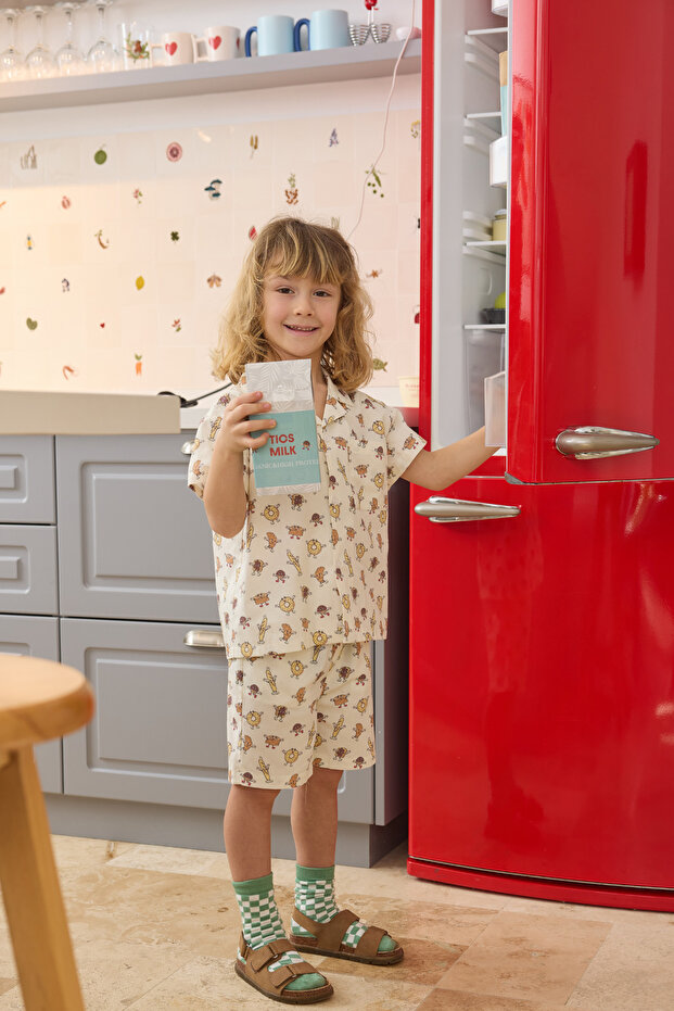 Unisex Baskılı Poplin Takım - 1