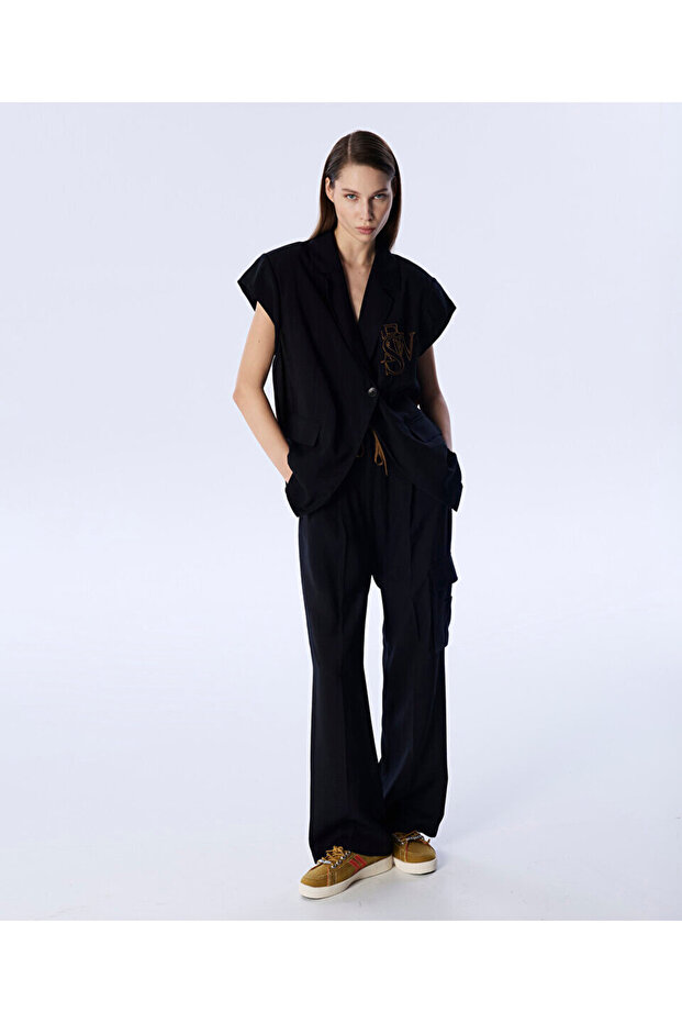 LOGO NAKIŞLI OVERSIZE BLAZER - 5