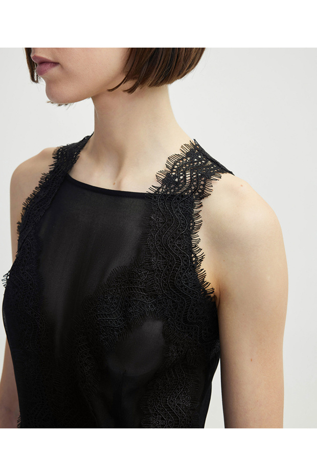 Dantel mix elbise - 5