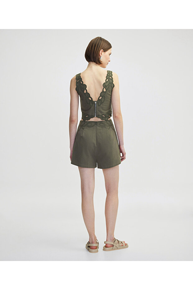 Nakışlı cutout bluz - 6