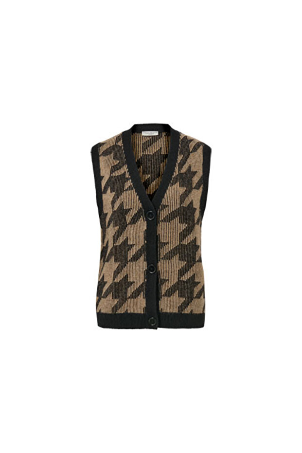 Kazayağı Jakarlı Örme Yelek - 2