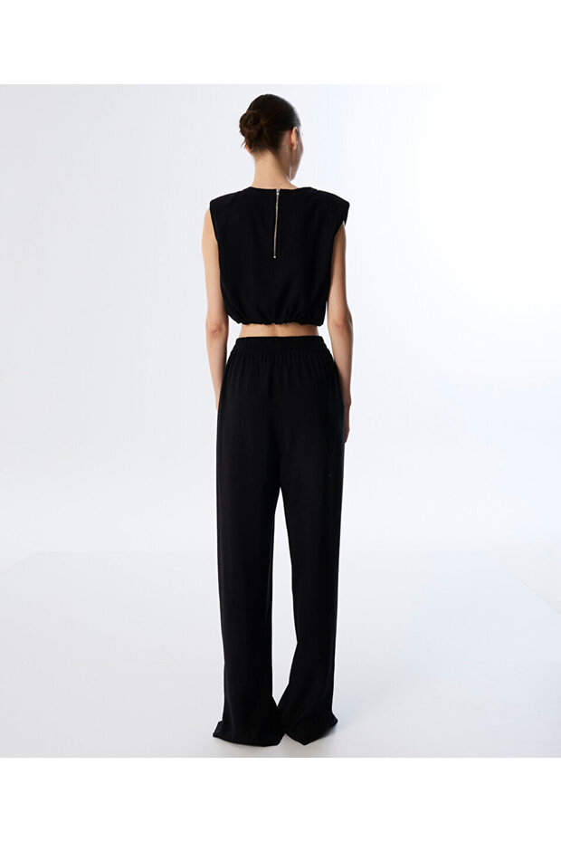 ELASTİK BEL WIDE LEG FİT PANTOLON - 5