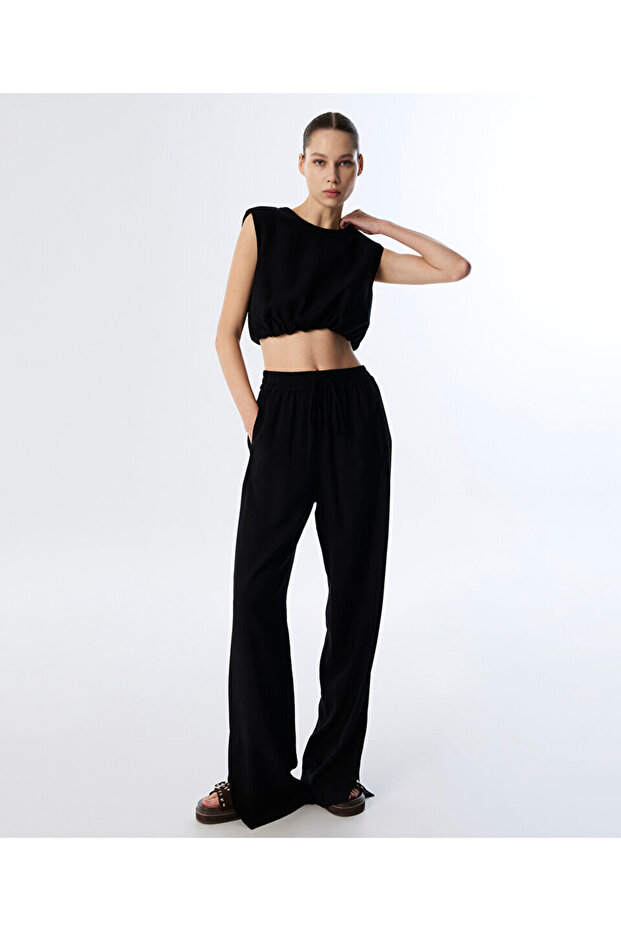 ELASTİK BEL WIDE LEG FİT PANTOLON - 1