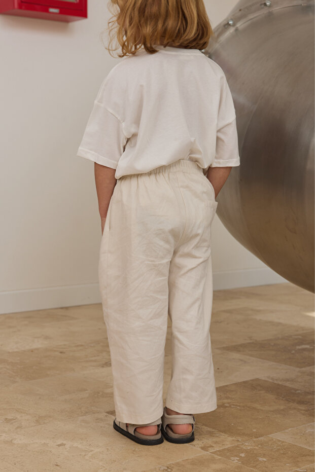 Ekru Baggy Pantolon - 1