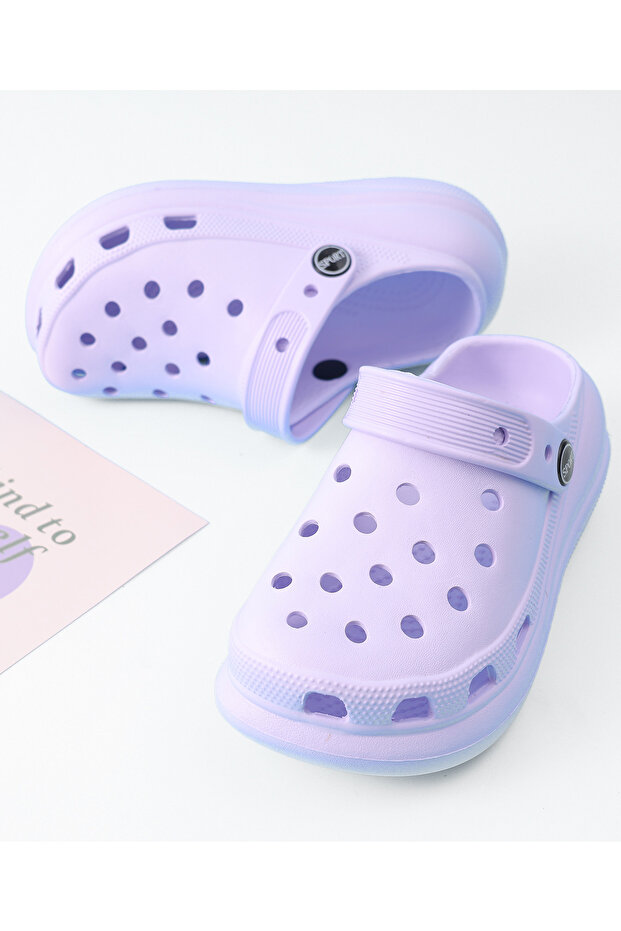 SAPS Solid Back Strap Closure Clogs - Purple - 5