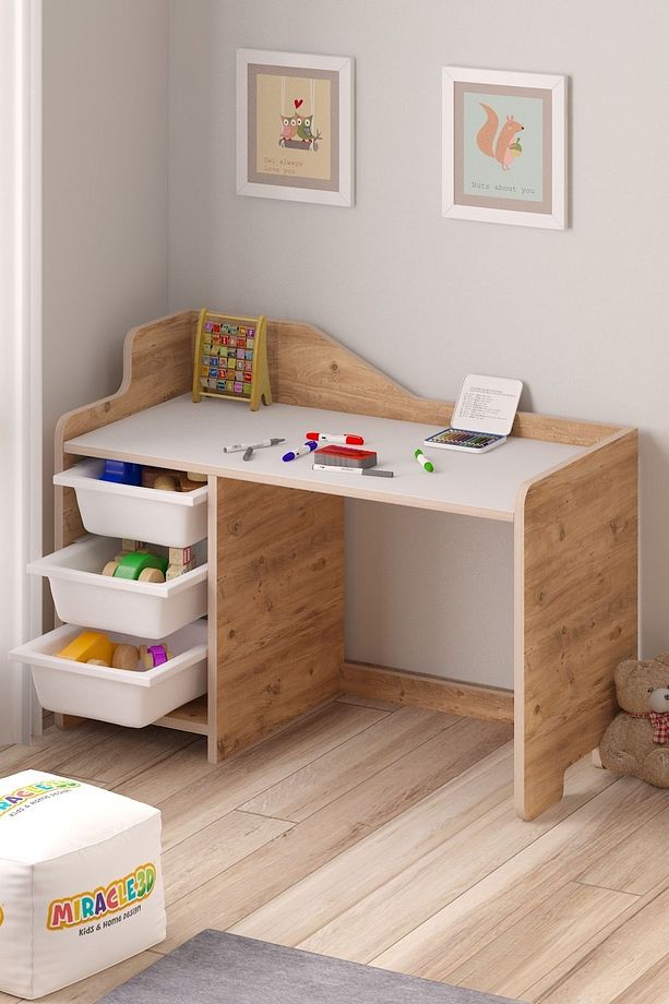 Çocuk Çalışma Masası 90x45 Cm 3 Sepetli Çocuk Çalışma Masası (SANDALYE YOKTUR) - 1