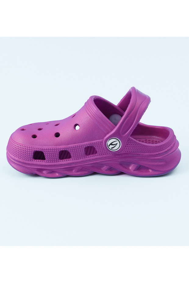 SAPS Rainbow Applique Back Strap Closure Clogs - Purple - 6