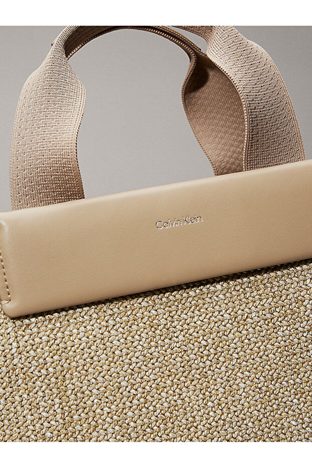 Kadın CK Raffia Small Tote Çanta - 3