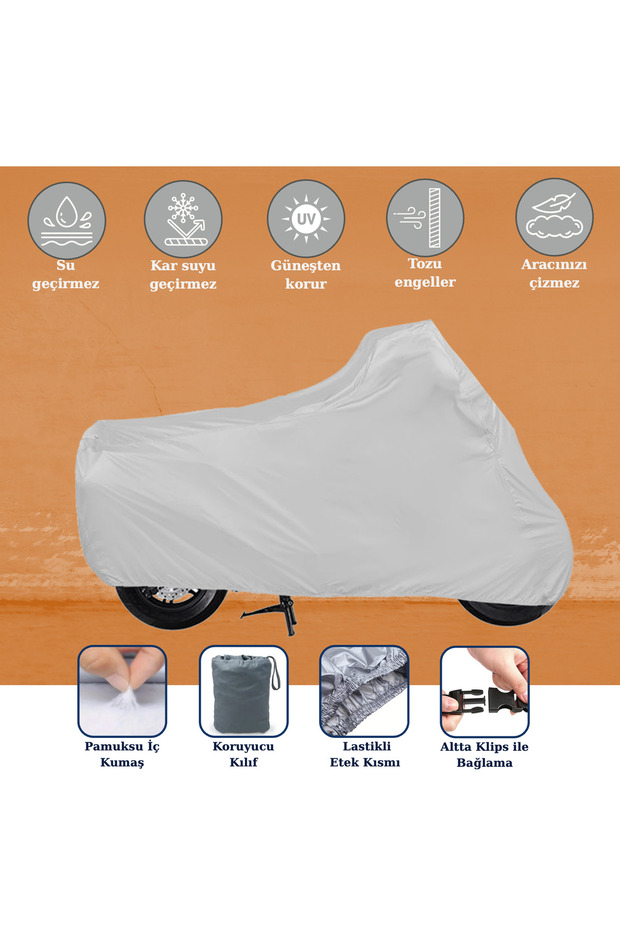 Motorcycle Tarpaulin Compatible with All Models, Size S, Gray