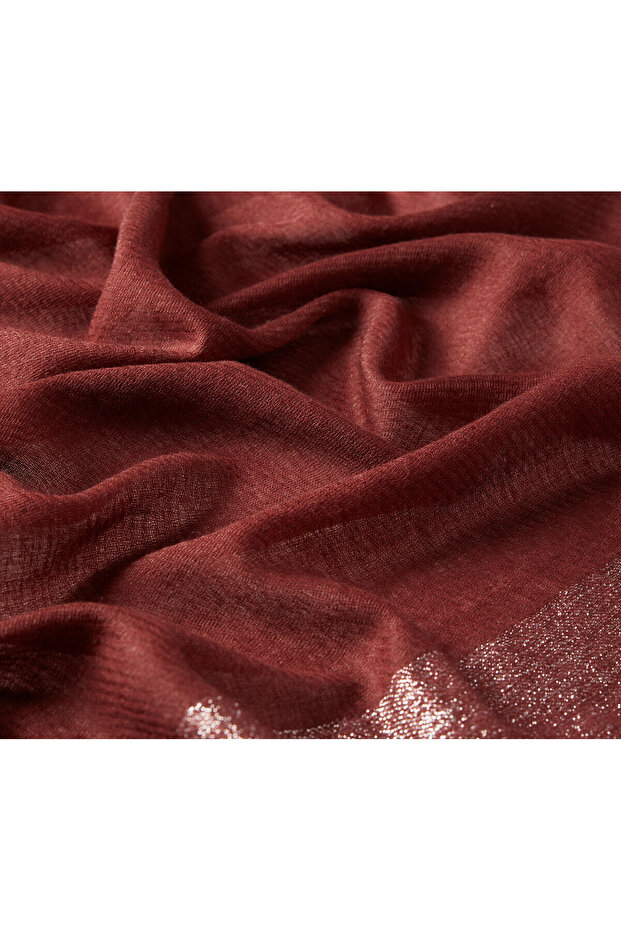 Tile Glitter Border Patterned Wool Silk Shawl - 3