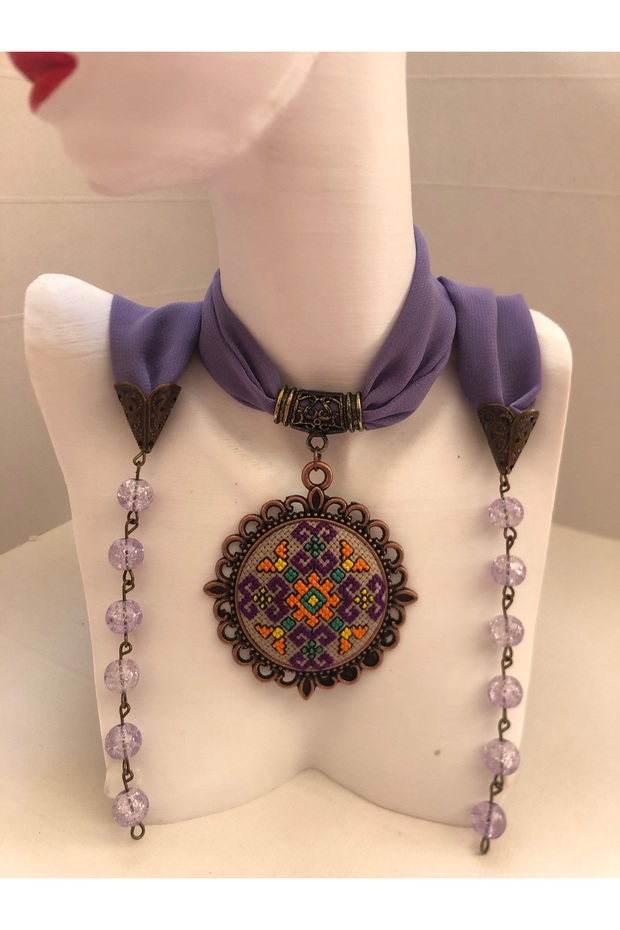 Kanaviçe Fular Kolye - 2