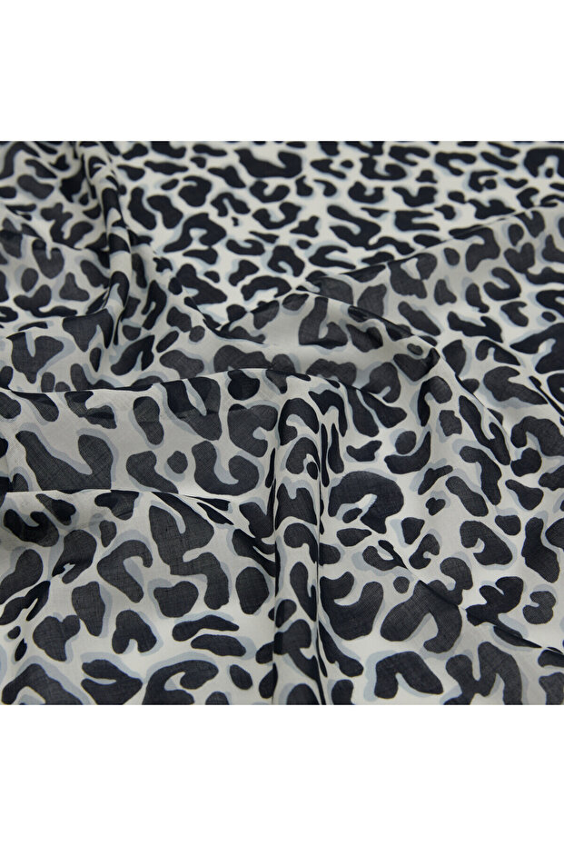 Eșarfă din bumbac cu model leopard negru - 2