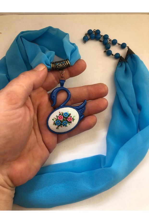 Kanaviçe Fular Kolye - 4