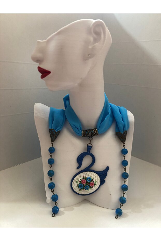 Kanaviçe Fular Kolye - 1