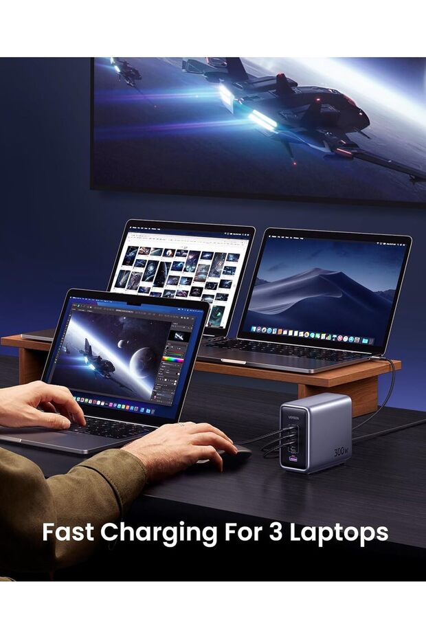 300W GaN USB-C Şarj Cihazı | 5 Bağlantı Noktalı | PD3.1, 140W Tek Çıkış | 240W Kablo Dahil (1.5m) - 7