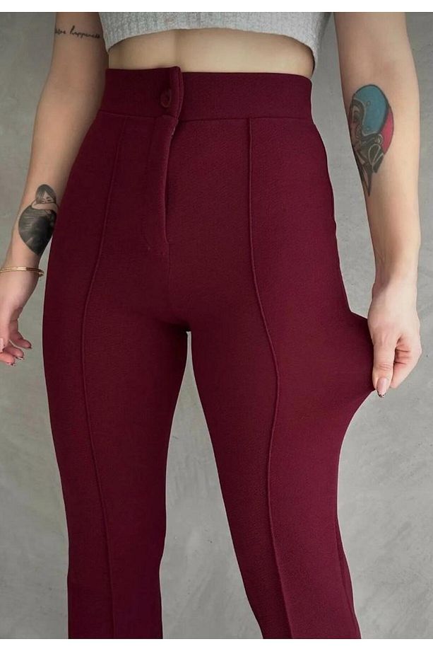Ön Çımalı Yüksek Bel Esnek Palazzo Pantalon - 3