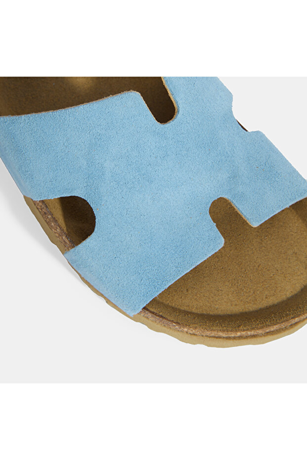 Kadın Mavi Süet Terlik - 8