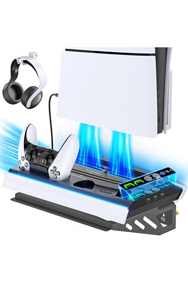 Tokluck PS5 Wall Mount - Cooling Station for PS5 Slim/Original Disc & Digital, 3 Levels Fan, Control