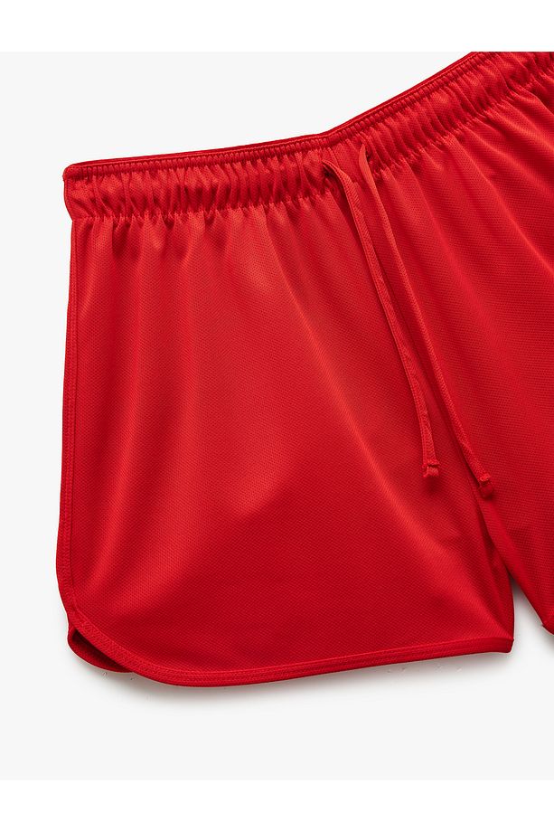Yüksek Bel Rahat Kalıp Bağcıklı Mini Spor Şort - 6