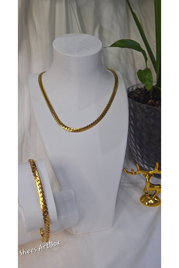 Çelik Basic Zincir Kolye Bileklik Seti - 3