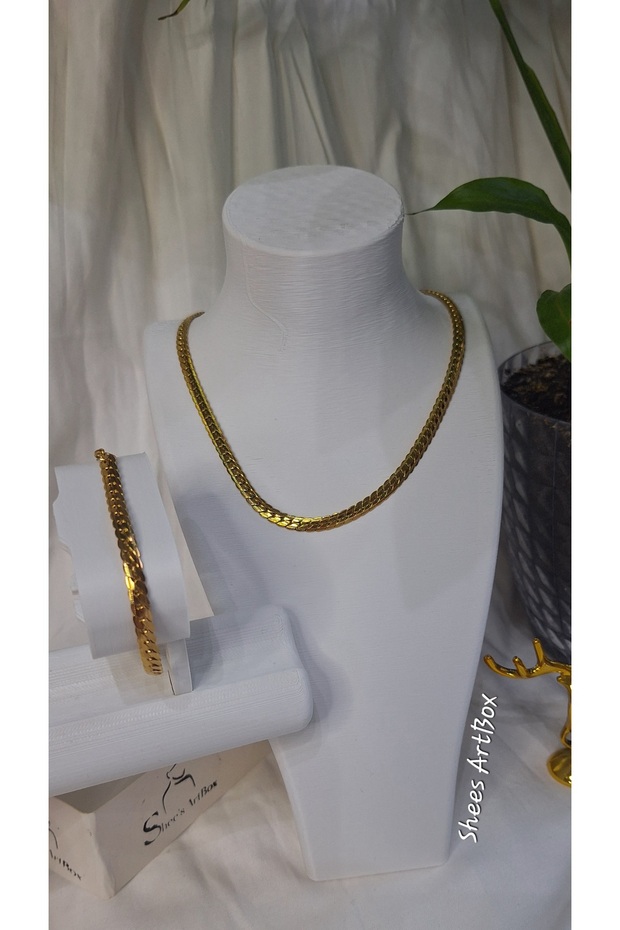 Çelik Basic Zincir Kolye Bileklik Seti - 2