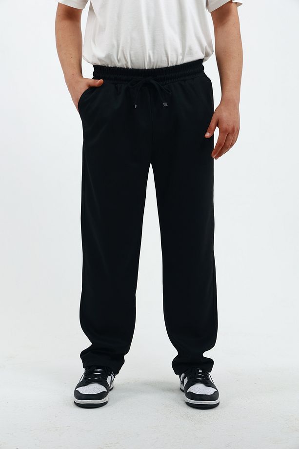 Loose Erkek Baggy Bol Kesim Pike Arka Cepli Pantolon, Rahat Kesim Klasik Bol Paça Baggy Pantolon - 5