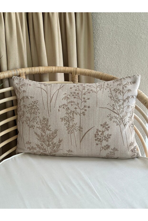 Dal Desenli Pamuklu Bej Rengi Salon Kırlent Kılıfı 1 ADET - 4