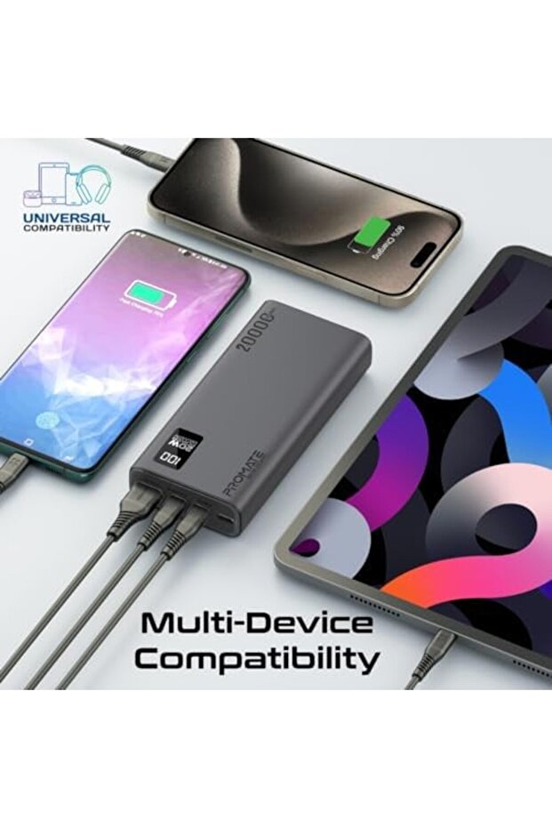 Universal 20000mAh Ultra-Slim Power Bank with 20W USB-C Input/Output Port, QC 3.0 Output, US - 5