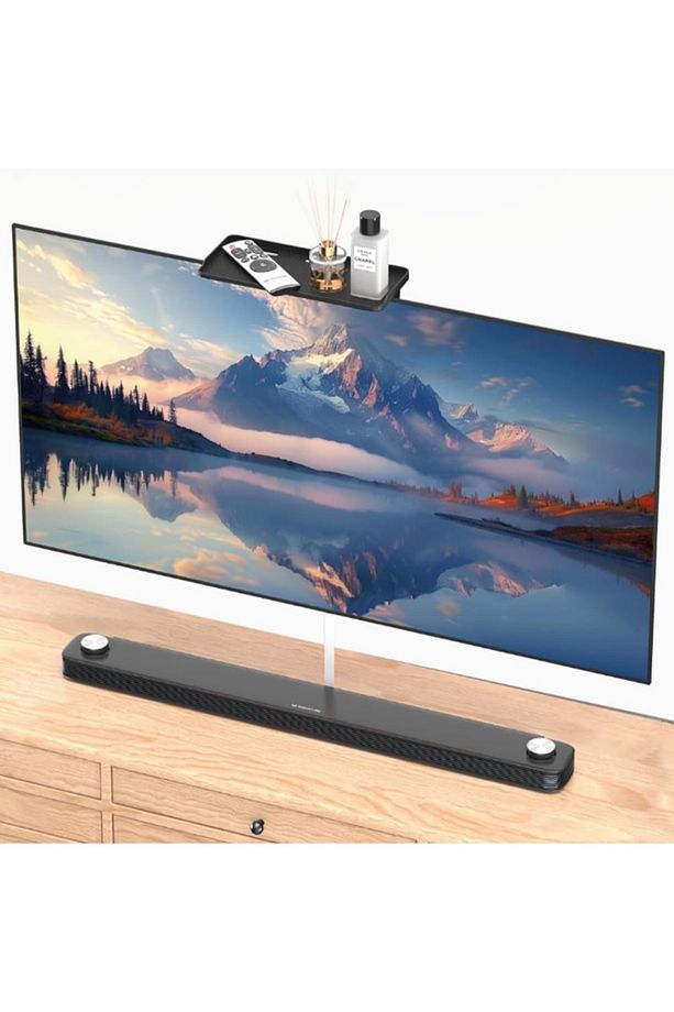 Ayarlanabilir TV Üstü Depolama Ekran Monitör Üst Raf, Medya Kutuları ve Kumanda Tutucu Ev Ofis için - 6