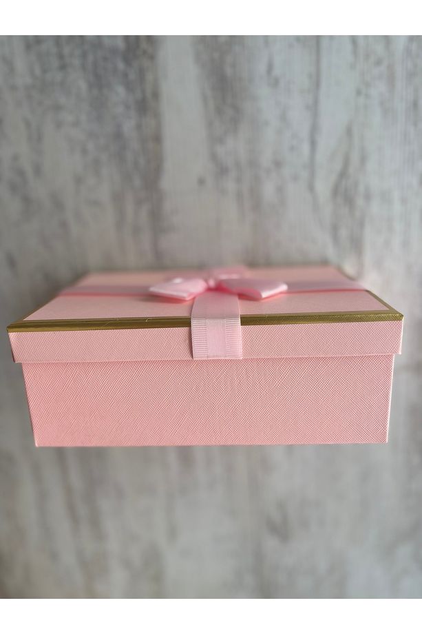 Pembe fiyonk detaylı hediye kutusu (Büyük boy = 15.5 cm x 22.5 cm x 5.5 cm) - 3