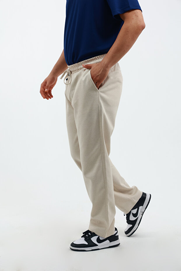 Loose Men's Baggy Loose Cut Pique Basic Pants, Relaxed Cut Classic Loose Wide Leg Baggy Pants
