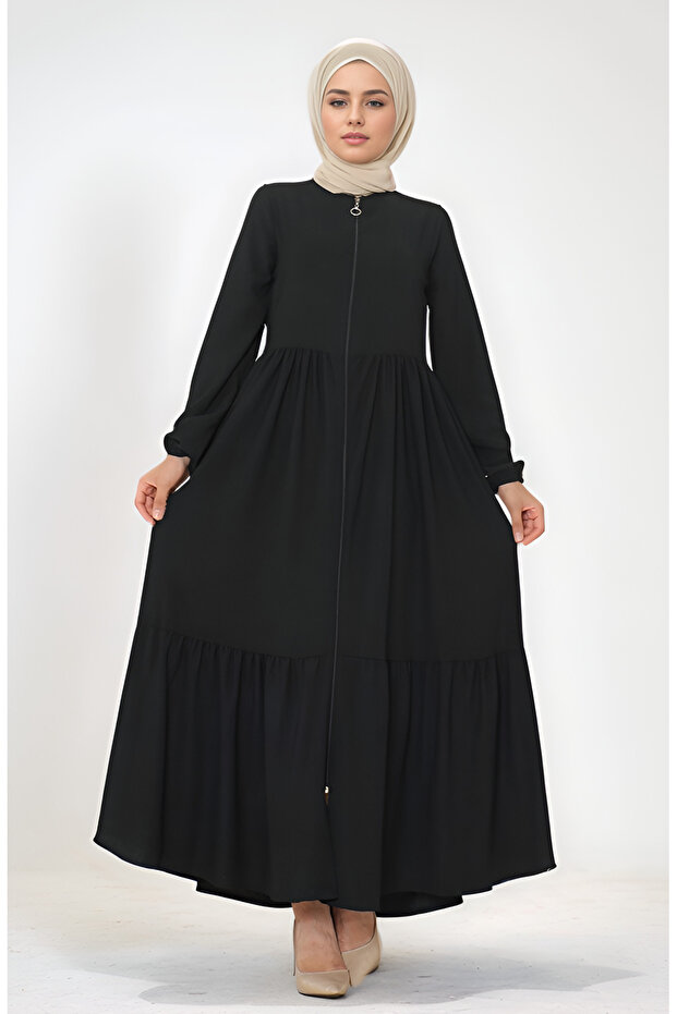 Modern Cut Relaxed Fit Black Modest Dress
