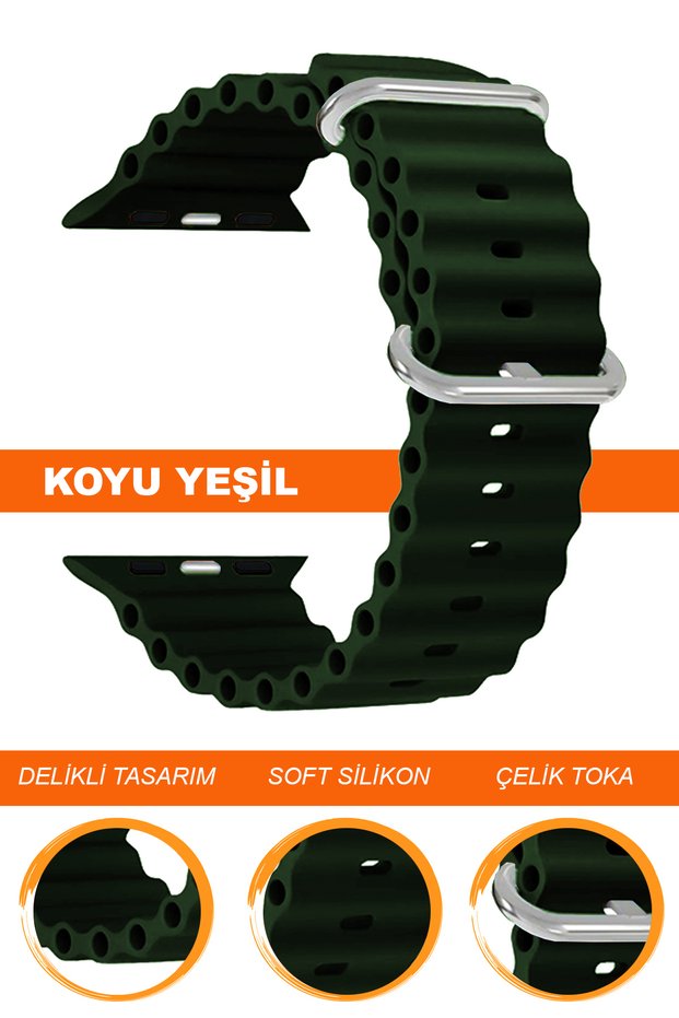 Apple Watch Compatible Series 1/2/3/4/5/6/Se/7/8/9 Ultra/Ultra2 42/44/45/49mm Silicone Cord Strap S09Ad