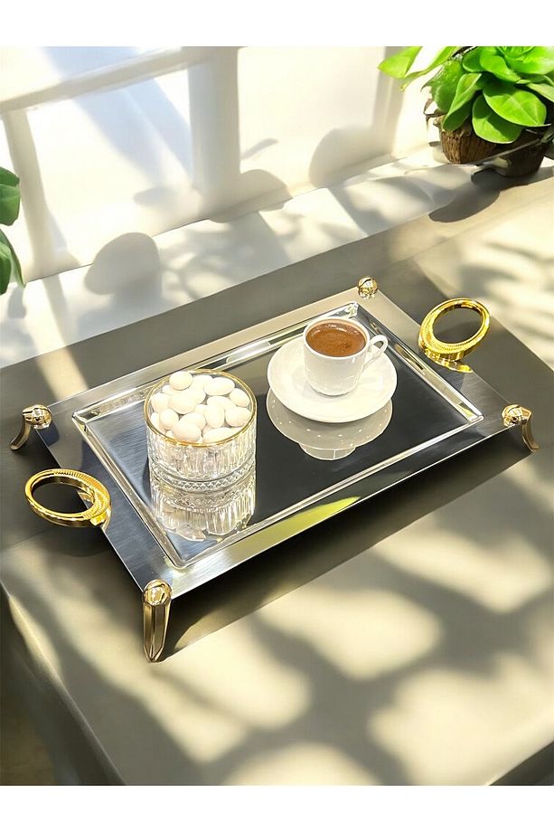 Hatır 2 li Çay ve Kahve Tepsileri Ayaklı Gold - 4