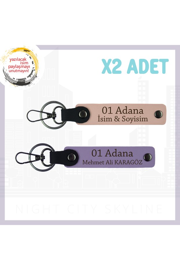 01 Stylish Design for Adana Gift, Set of 2 Keychains, Puppy Mouth-Purple Violet, Special Design for You