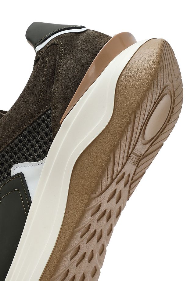 Erkek Haki Bağcıklı Kalın Tabanlı Deri Sneaker 25SFD795014 - 8